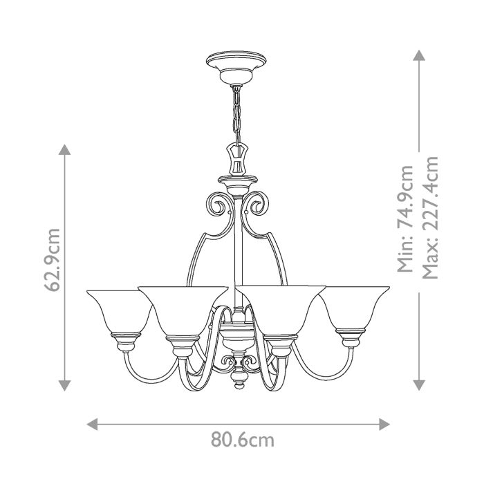 Cello 6 Light Chandelier - Antique Bronze