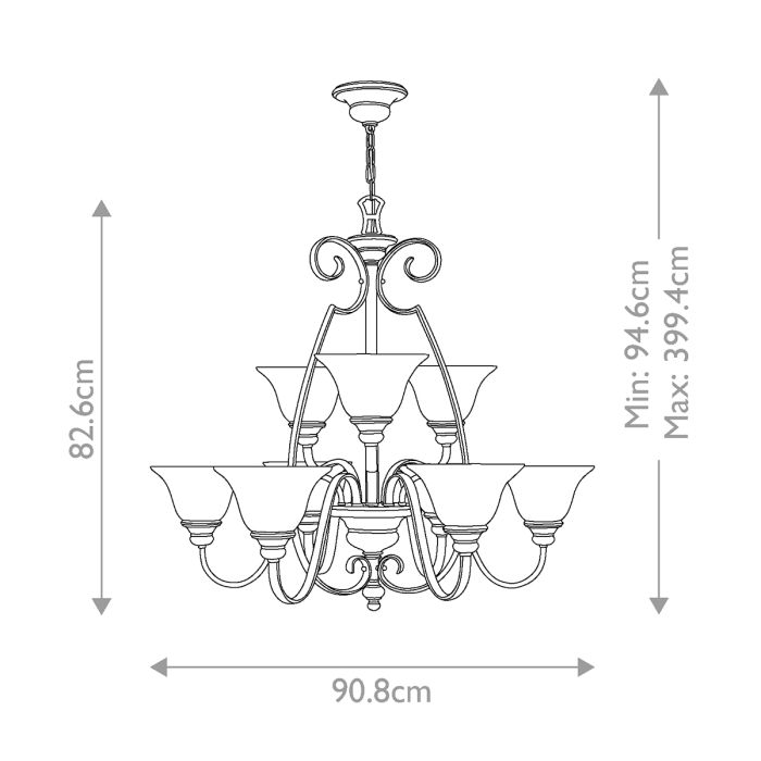 Cello 9 Light Chandelier - Antique Bronze