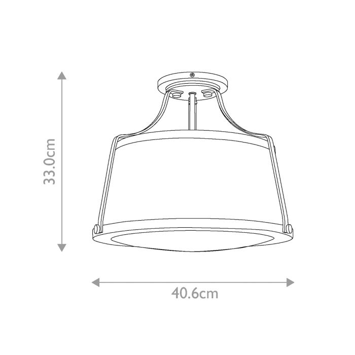 Charlotte 3 Light Semi-Flush - Brushed Caramel, Linen Shade