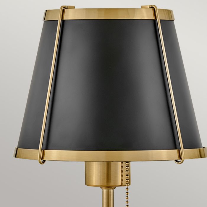 Clarke 1 lt Wall Light with Pull switch - Warm Brass & Black Metal Shade