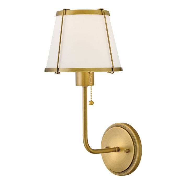 Clarke 1 lt Wall Light with Pull switch - Darkened Brass & Ivory Linen Shade