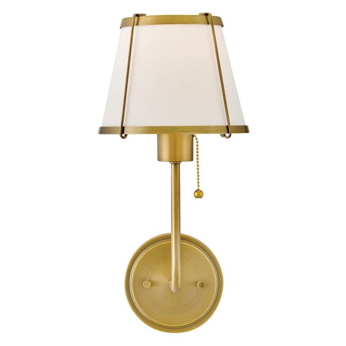 Clarke 1 lt Wall Light with Pull switch - Darkened Brass & Ivory Linen Shade