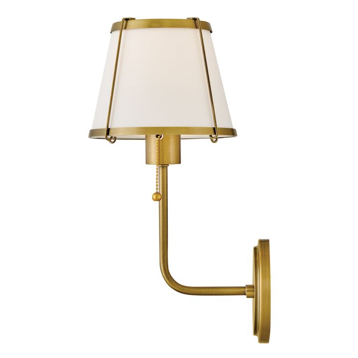 Clarke 1 lt Wall Light with Pull switch - Darkened Brass & Ivory Linen Shade