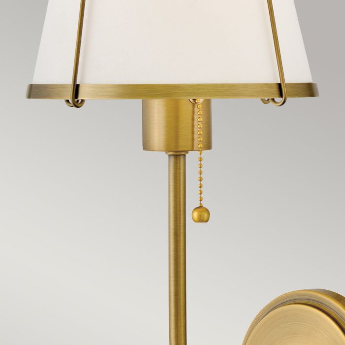 Clarke 1 lt Wall Light with Pull switch - Darkened Brass & Ivory Linen Shade