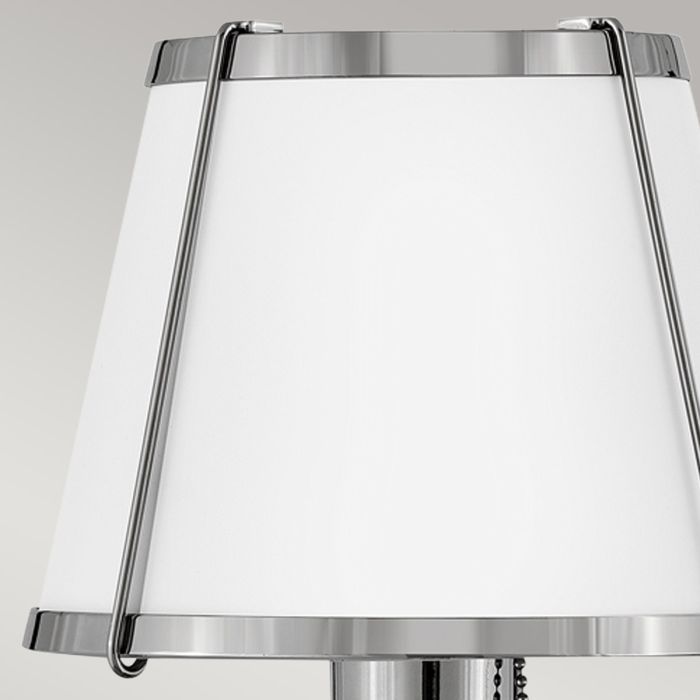 Clarke 1 lt Wall Light with Pull switch - Polished Nickel & White Metal Shade