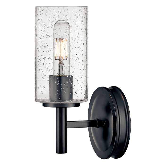 Collier 1 lt Wall Light with Clear Seeded glass - Black Oxide