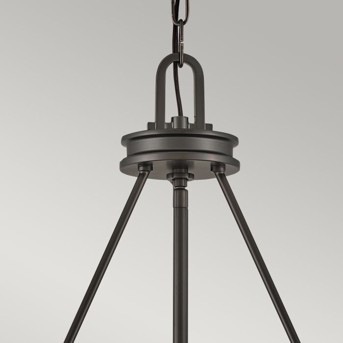 Collier 5 lt Chandelier with clear Seeded glass on arms and off-white centre glass - Black Oxide