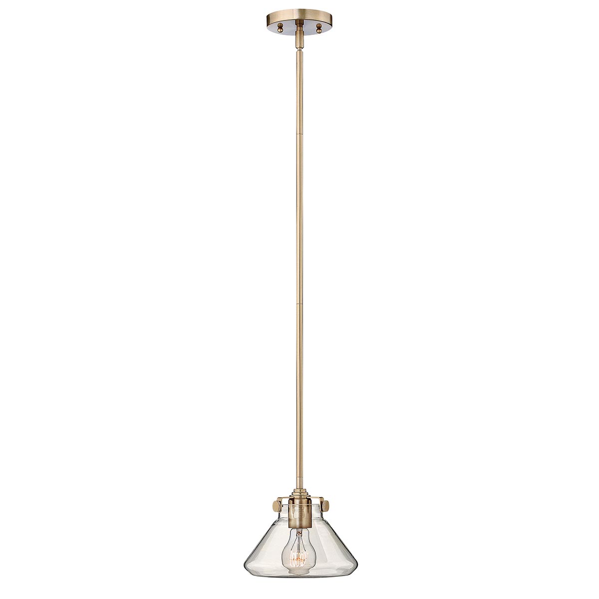 Congress 1 Light Clear Glass Pendant – Brushed Caramel