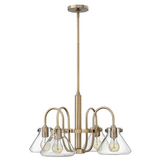 Congress 4 Light Clear Straight Glass Chandelier – Brushed Caramel