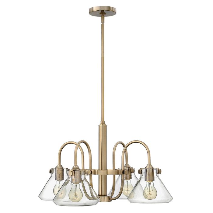 Congress 4 Light Clear Glass Chandelier - Brushed Caramel