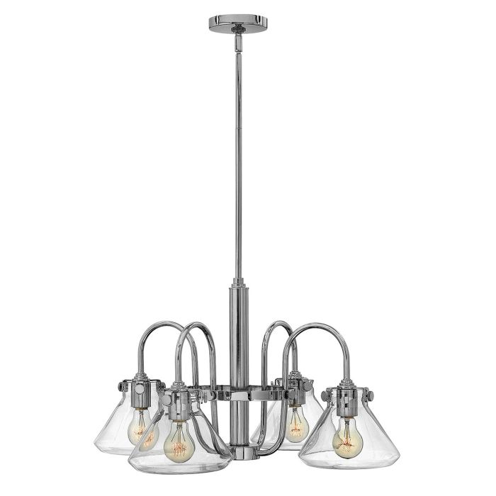 Congress 4 Light Clear Glass Chandelier - Chrome