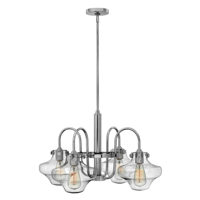 Congress 4 Light Clear Tiered Glass Chandelier - Chrome