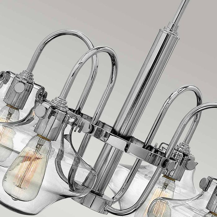 Congress 4 Light Clear Tiered Glass Chandelier - Chrome
