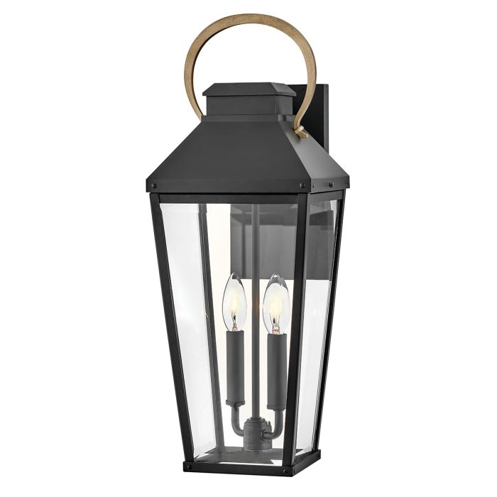 Dawson 1 lt Outdoor Large Wall Lantern - Black with Burnished Bronze accent