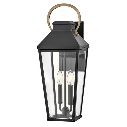 Dawson 1 lt Outdoor Large Wall Lantern - Black with Burnished Bronze accent