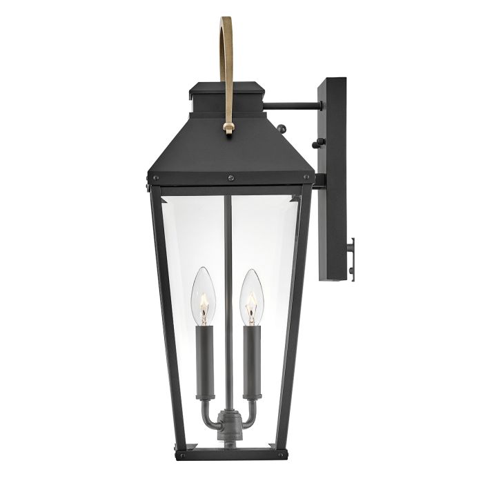 Dawson 1 lt Outdoor Large Wall Lantern - Black with Burnished Bronze accent