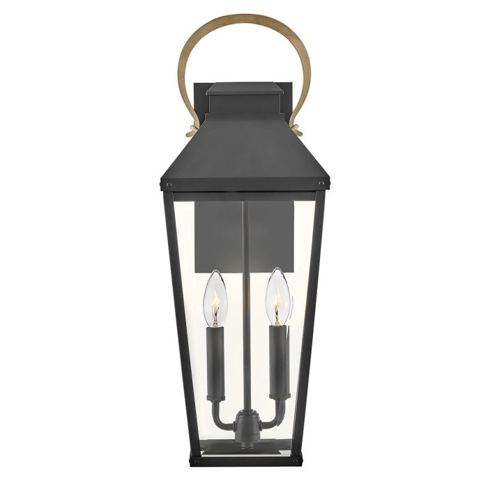 Dawson 1 lt Outdoor Large Wall Lantern - Black with Burnished Bronze accent