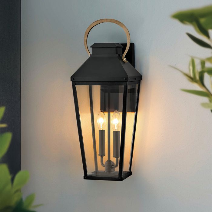 Dawson 1 lt Outdoor Large Wall Lantern - Black with Burnished Bronze accent
