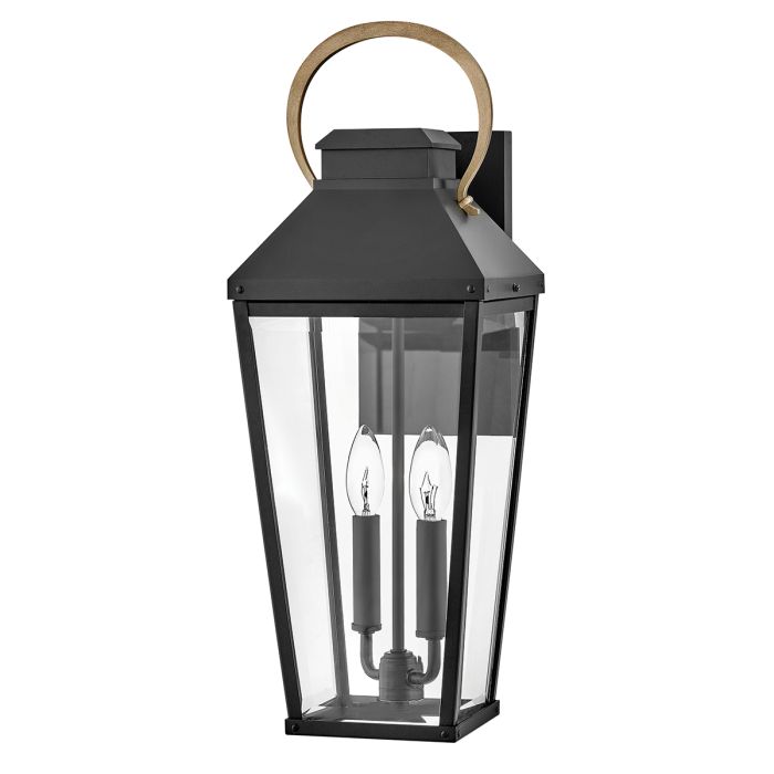 Dawson 1 lt Outdoor Large Wall Lantern - Black with Burnished Bronze accent