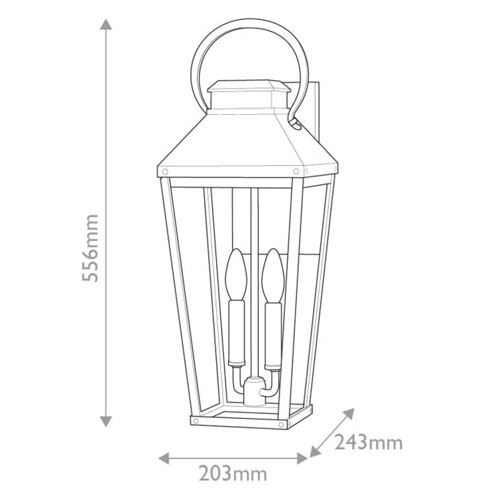 Dawson 1 lt Outdoor Large Wall Lantern - Black with Burnished Bronze accent