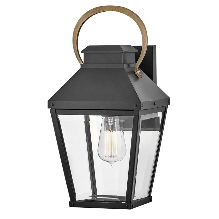Dawson 1 lt Outdoor Medium Wall Lantern - Black with Burnished Bronze accent