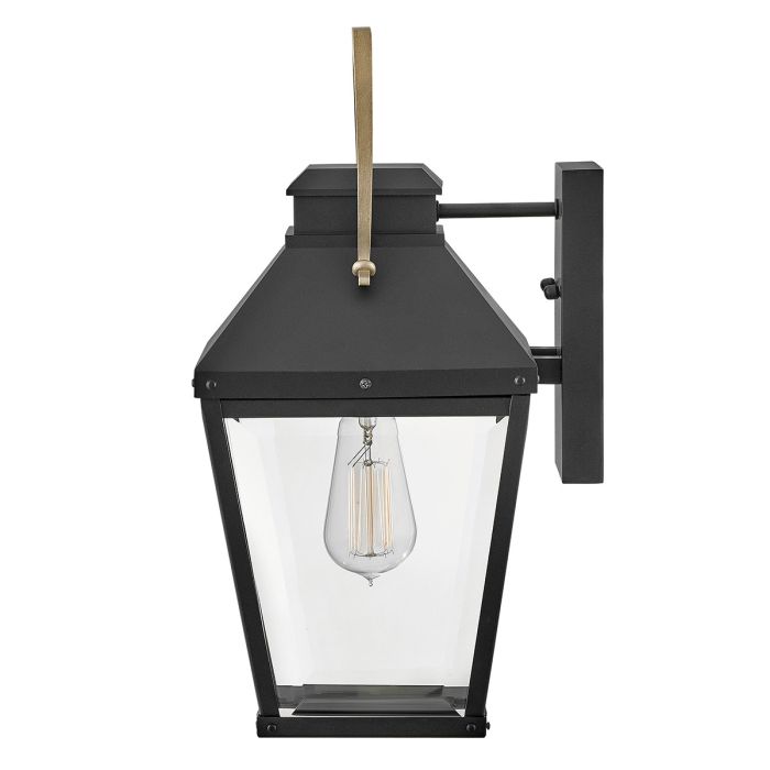 Dawson 1 lt Outdoor Medium Wall Lantern - Black with Burnished Bronze accent