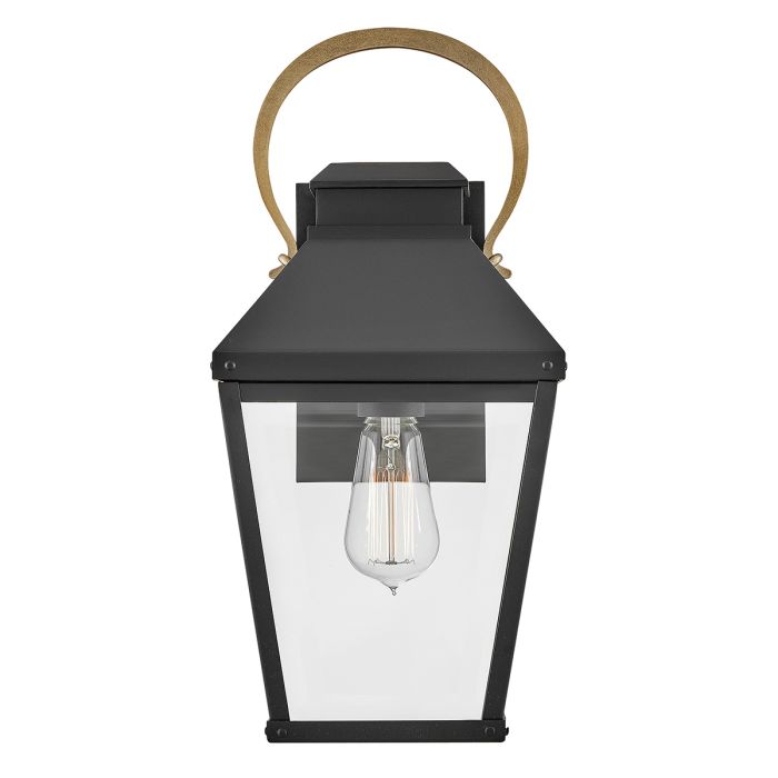 Dawson 1 lt Outdoor Medium Wall Lantern - Black with Burnished Bronze accent