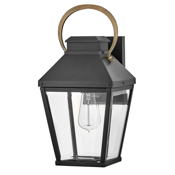 Dawson 1 lt Outdoor Medium Wall Lantern - Black with Burnished Bronze accent