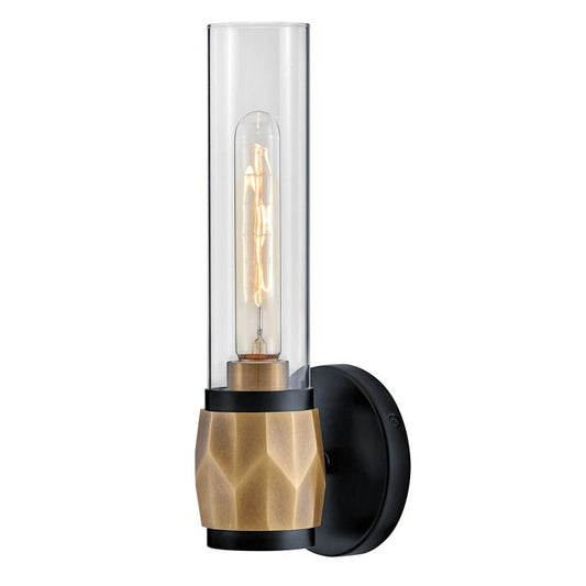 Ellison 1 lt Wall Light. - Black with Heritage Brass