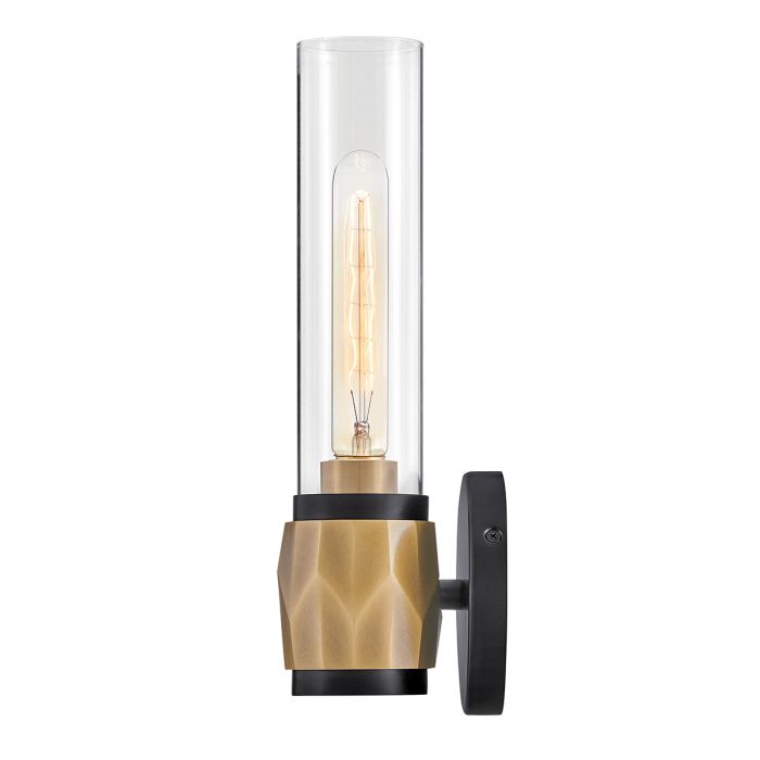 Ellison 1 lt Wall Light. - Black with Heritage Brass