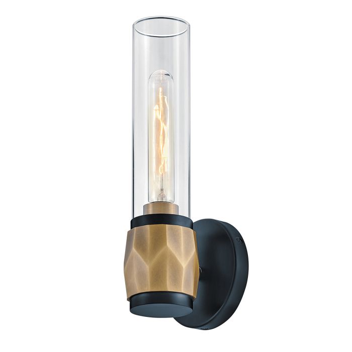 Ellison 1 lt Wall Light. - Black with Heritage Brass