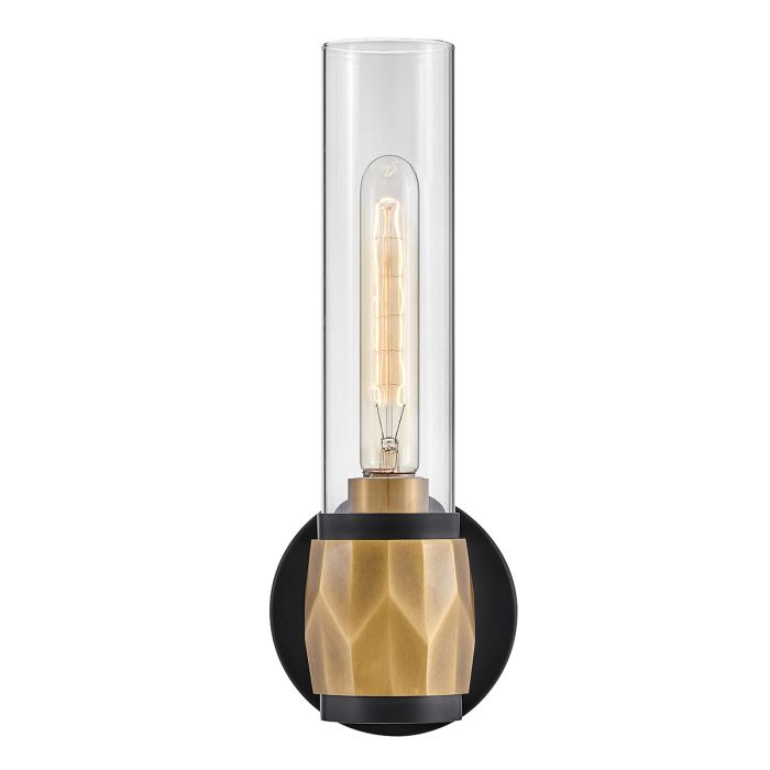 Ellison 1 lt Wall Light. - Black with Heritage Brass