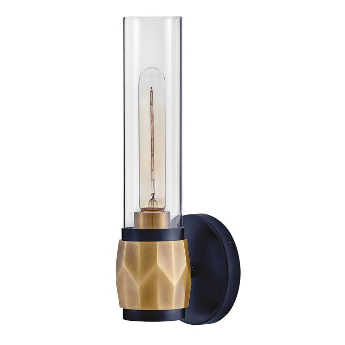 Ellison 1 lt Wall Light. - Black with Heritage Brass