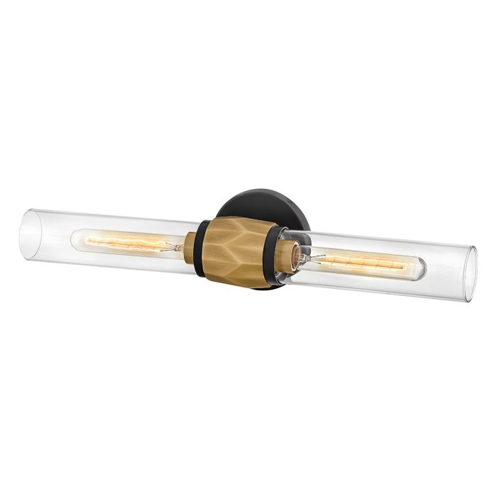 Ellison 2 lt Wall Light - Black with Heritage Brass