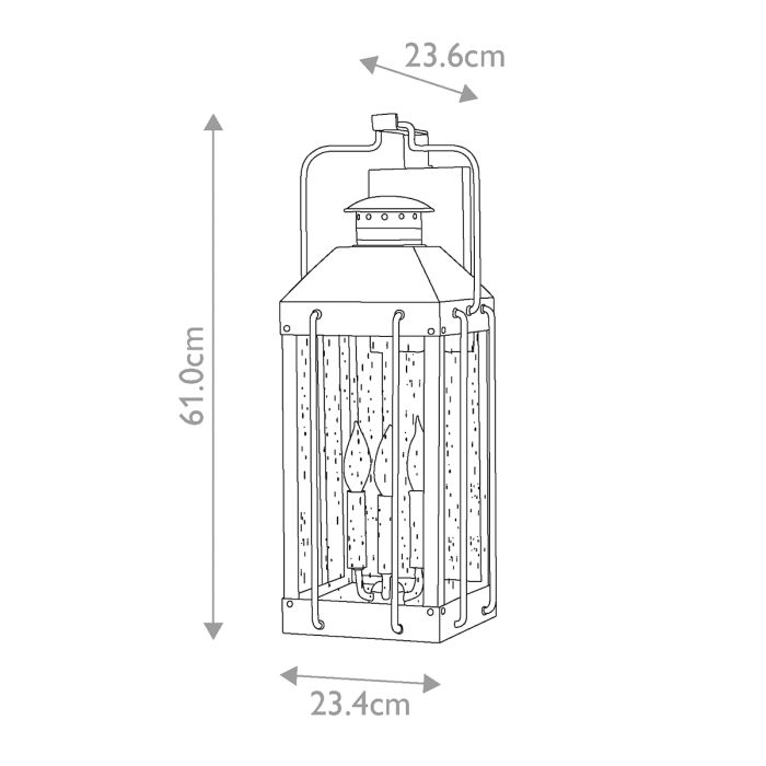 Fitzgerald 3 Light Large Wall Lantern - Textured Black with Burnished Bronze