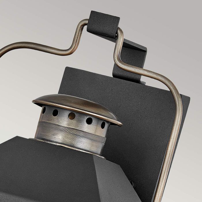 Fitzgerald 2 Light Medium Wall Lantern - Textured Black with Burnished Bronze