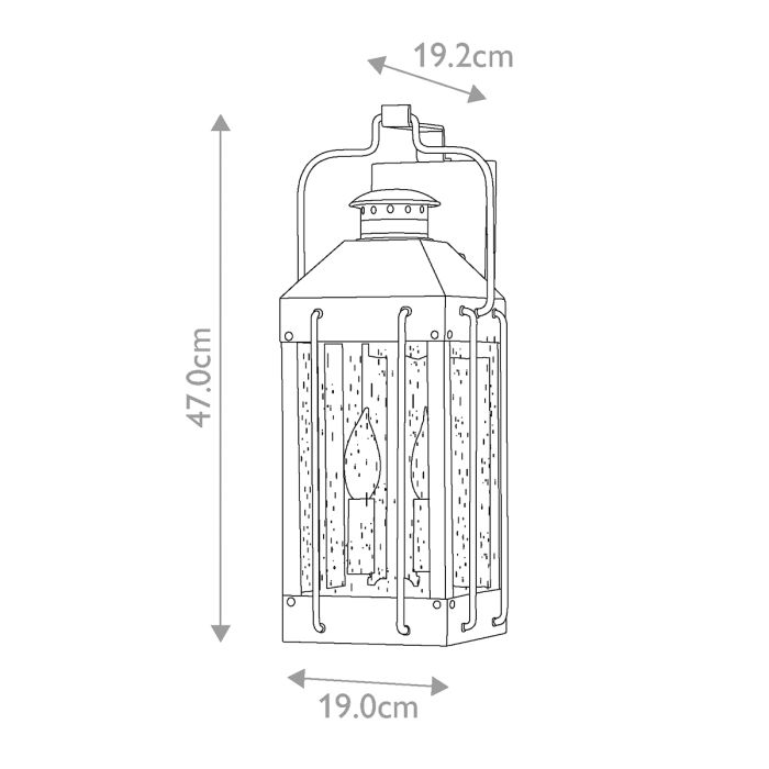 Fitzgerald 2 Light Medium Wall Lantern - Textured Black with Burnished Bronze