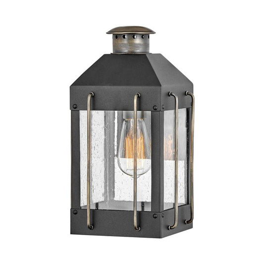 Fitzgerald 1 Light Small Wall Lantern - Textured Black with Burnished Bronze