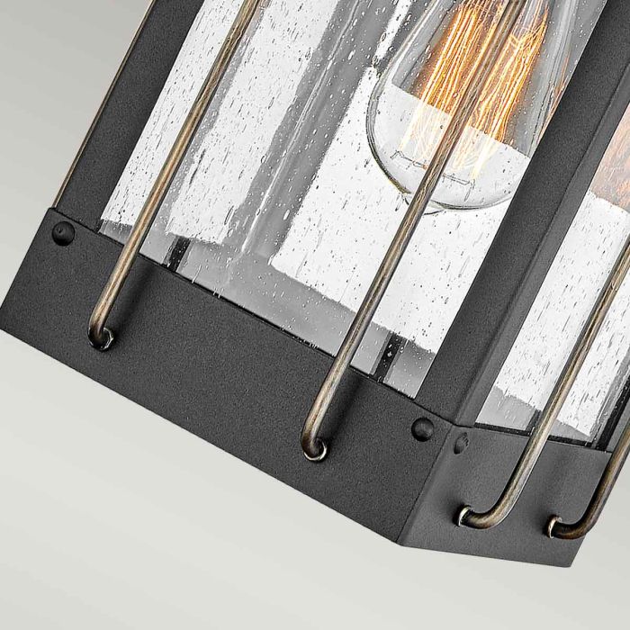 Fitzgerald 1 Light Small Wall Lantern - Textured Black with Burnished Bronze