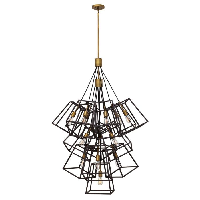 Fulton 13 Light Large Foyer Chandelier - Bronze and Brass