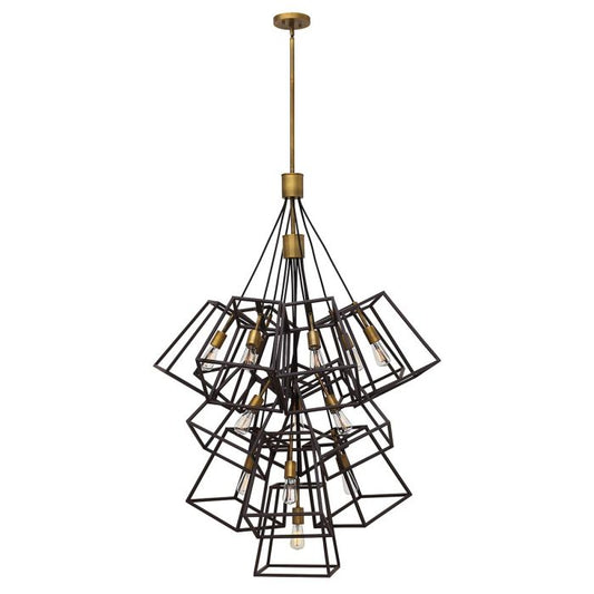 Fulton 13 Light Large Foyer Chandelier - Bronze and Brass