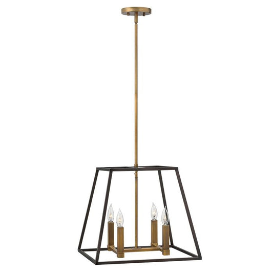 Fulton 4 Light Pendant Chandelier - Bronze and Brass