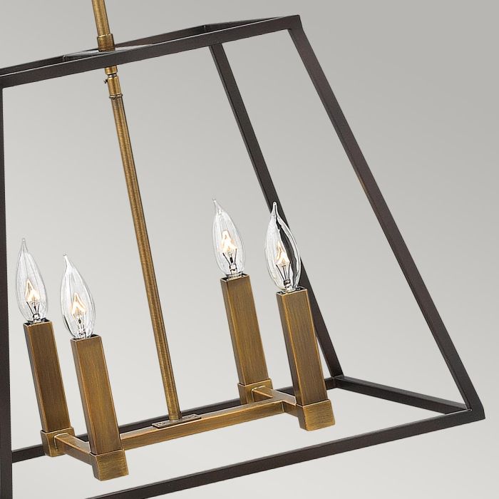 Fulton 4 Light Pendant Chandelier - Bronze and Brass