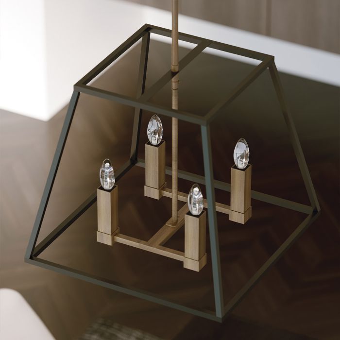 Fulton 4 Light Pendant Chandelier - Bronze and Brass