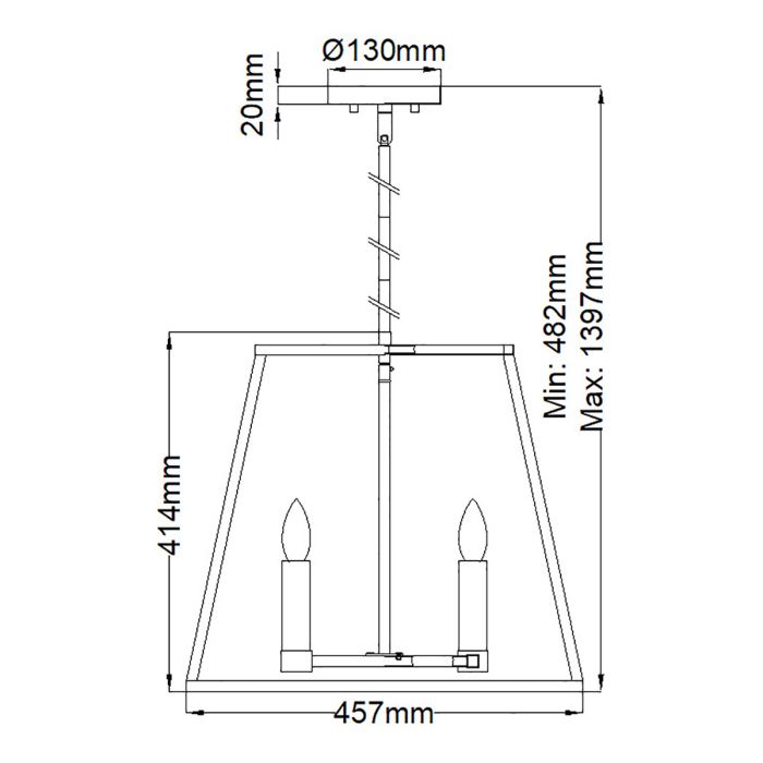 Fulton 4 Light Pendant Chandelier - Bronze and Brass