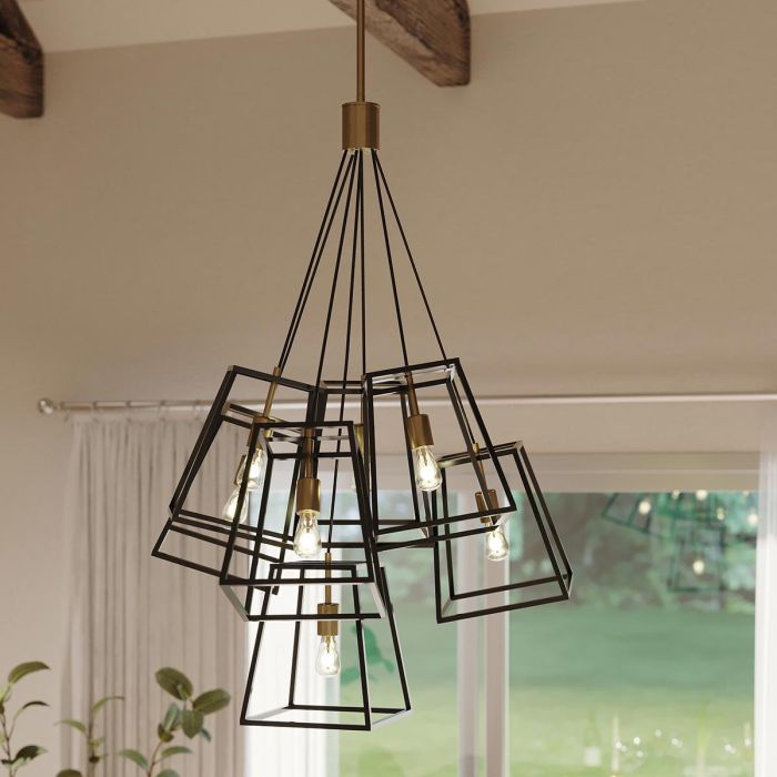 Fulton 7 Light Chandelier - Bronze and Brass