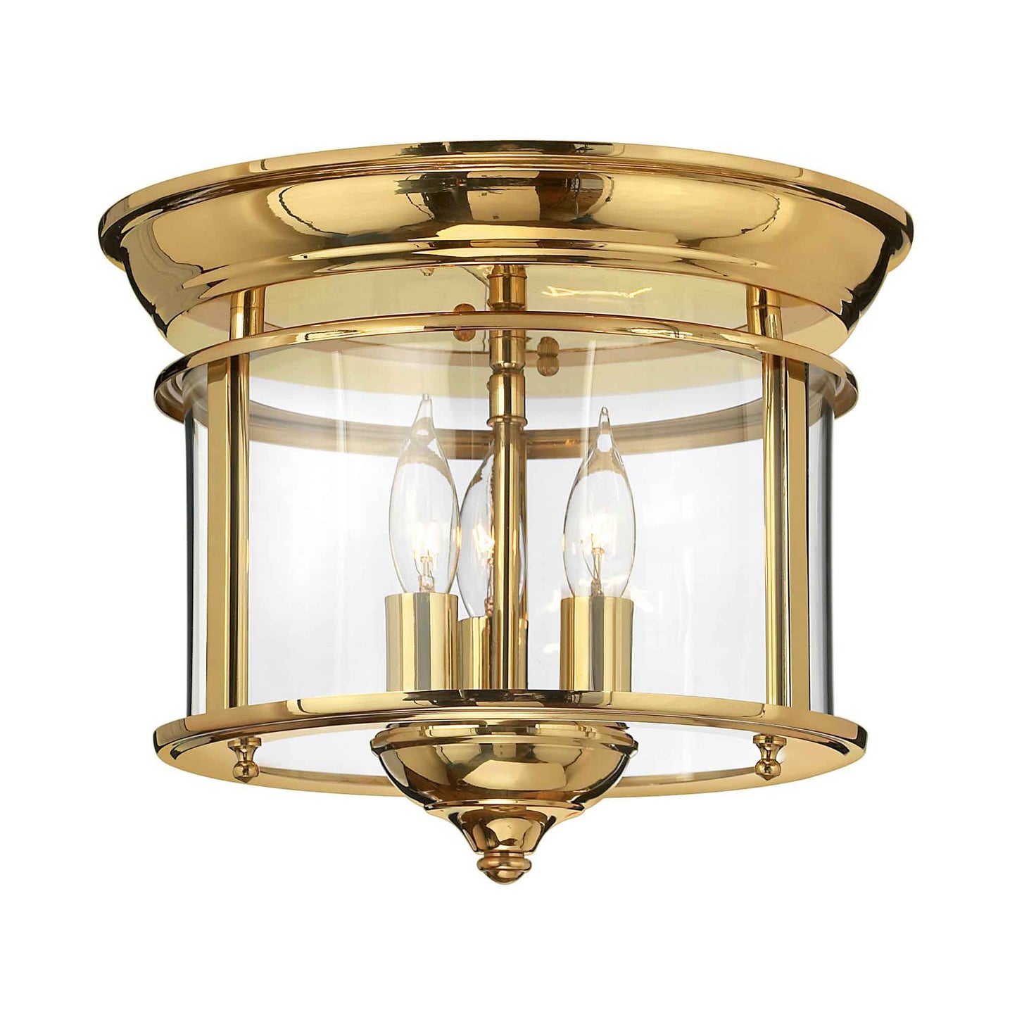 Gentry 3 Light Flush Mount – Polished Brass