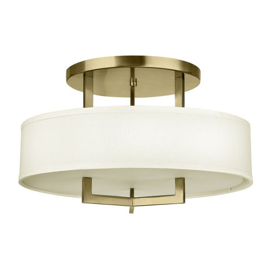 Hampton 3 lt Semi-Flush - Brushed Brass