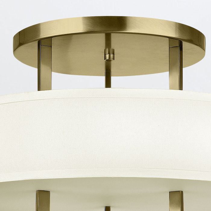 Hampton 3 lt Semi-Flush - Brushed Brass