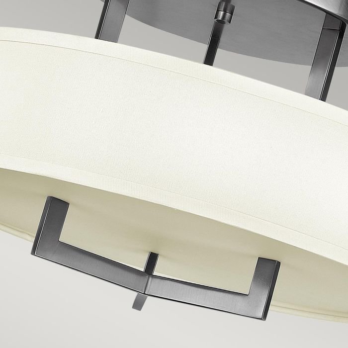 Hampton 3 Light Semi-Flush - Antique Nickel, Ivory Shades